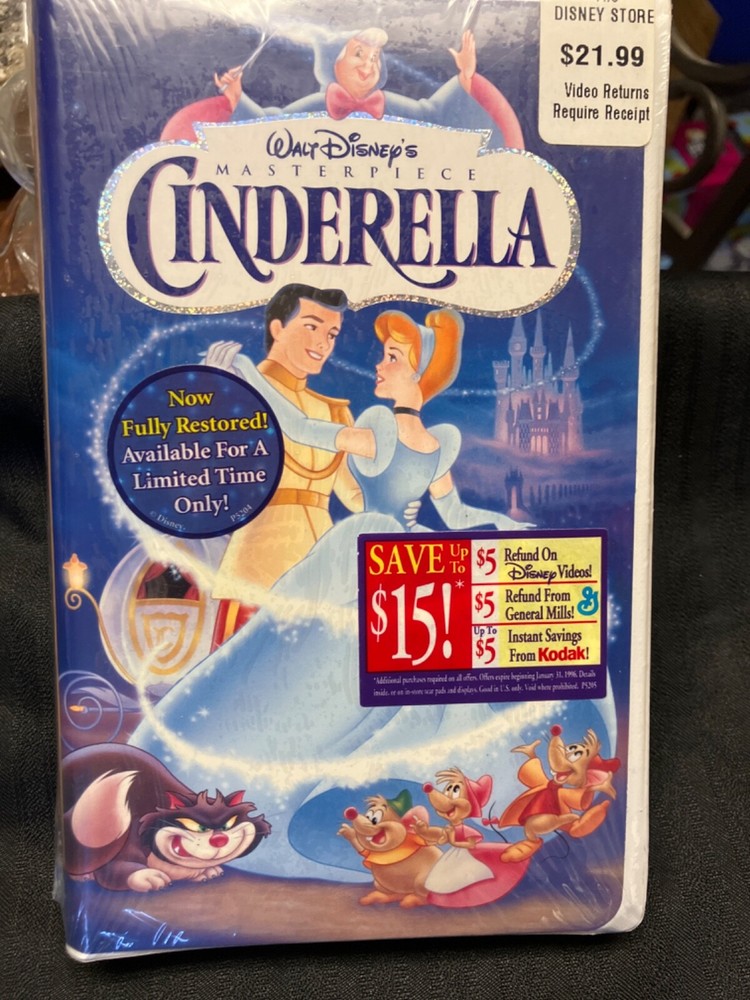 Walt Disney Masterpiece Cinderella Vhs tape rare New Collection Clambshell Vtg