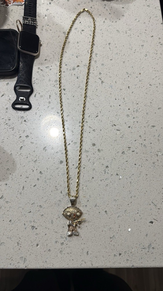 Gold Tone Rope Chain Necklace with Asymmetrical Charm Pendant Fashion