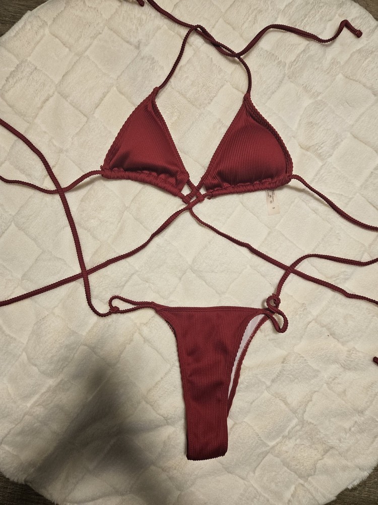 Red Strappy Bikini, String Bikini, Thong Bikini Size Small