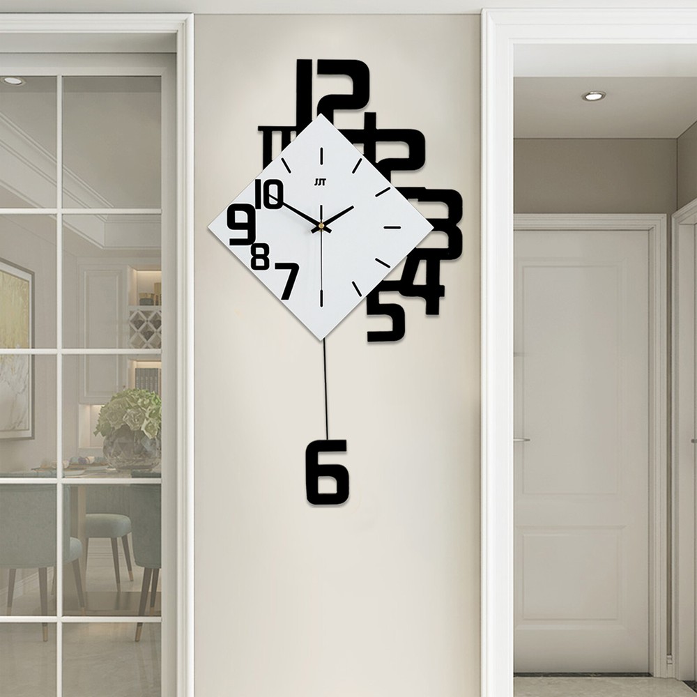 Swing Wall Watch Clock Quartz Silent Pendulum Hanging Clock Art Decoration Home