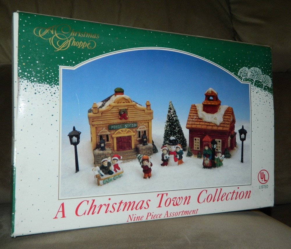 Christmas Shoppe Town Collection 9-Piece Porcelain Set in Gift Box