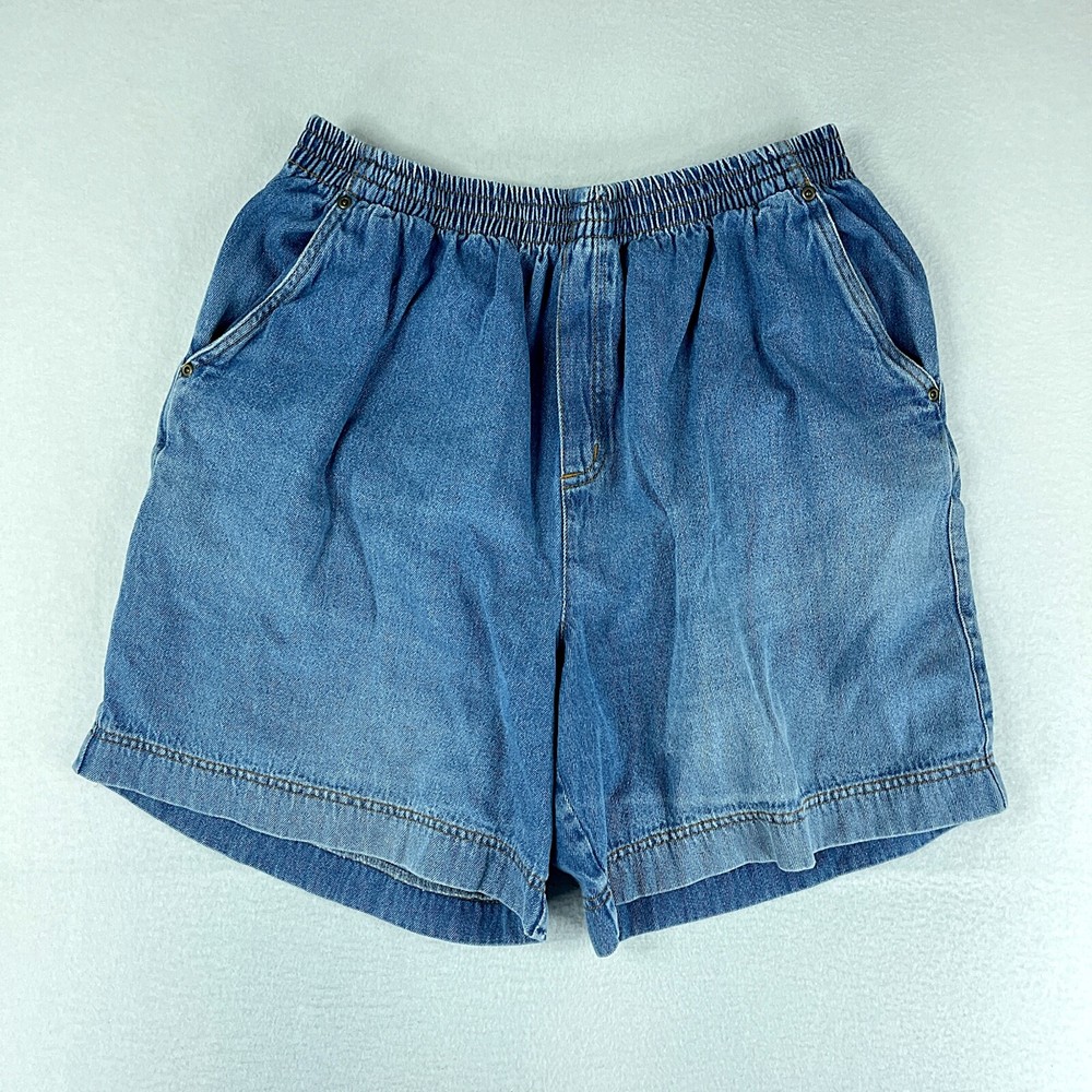 Roaman's Womens Denim Shorts Size 6 (32) Jeans Elastic waistband Trousers Wash
