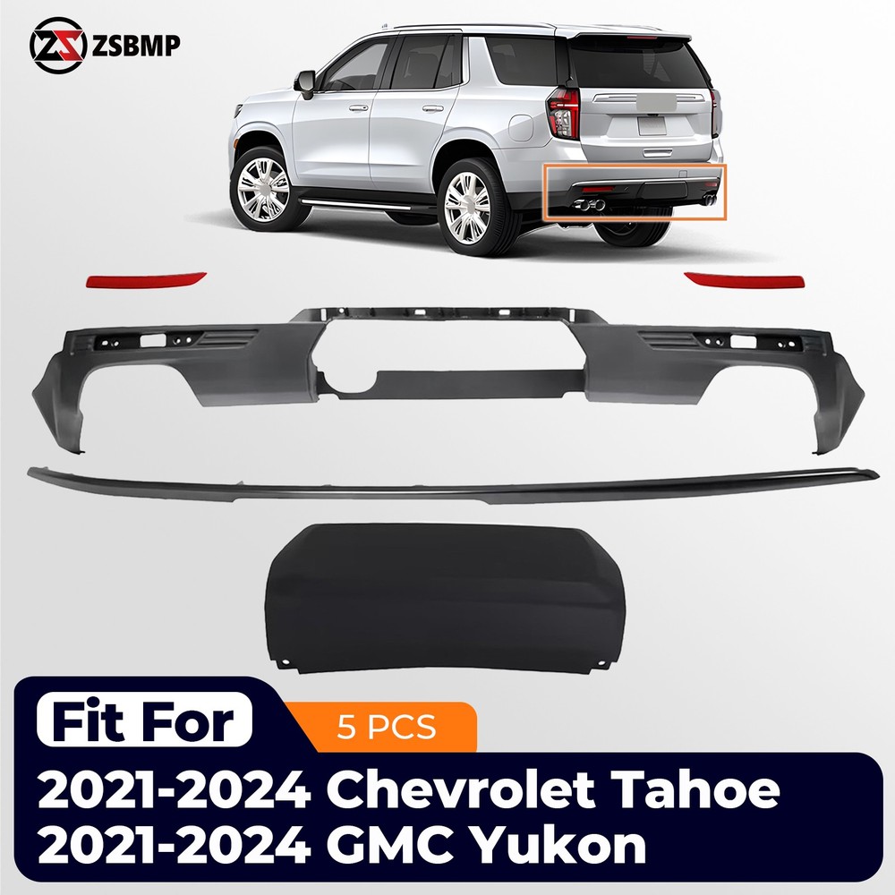 For 2021-2024 Chevy Tahoe GMC YUKON Rear Lower Bumper Cover Kit w/ Trim Molding