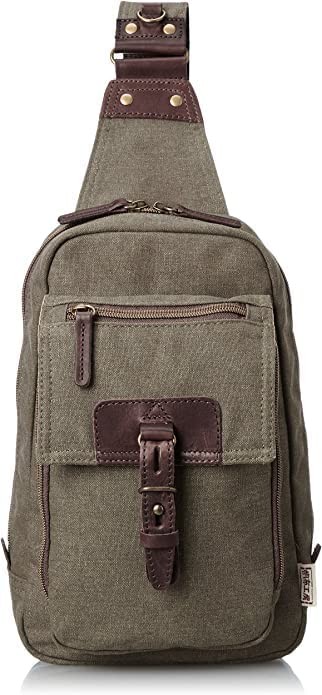 HANPU KOUBOU Canvas Crossbody Messenger Bag for Men Women Shoulder Bag in Khaki