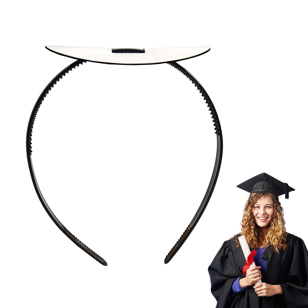 Graduation Cap Headband Secure Fit Black Simple Design  