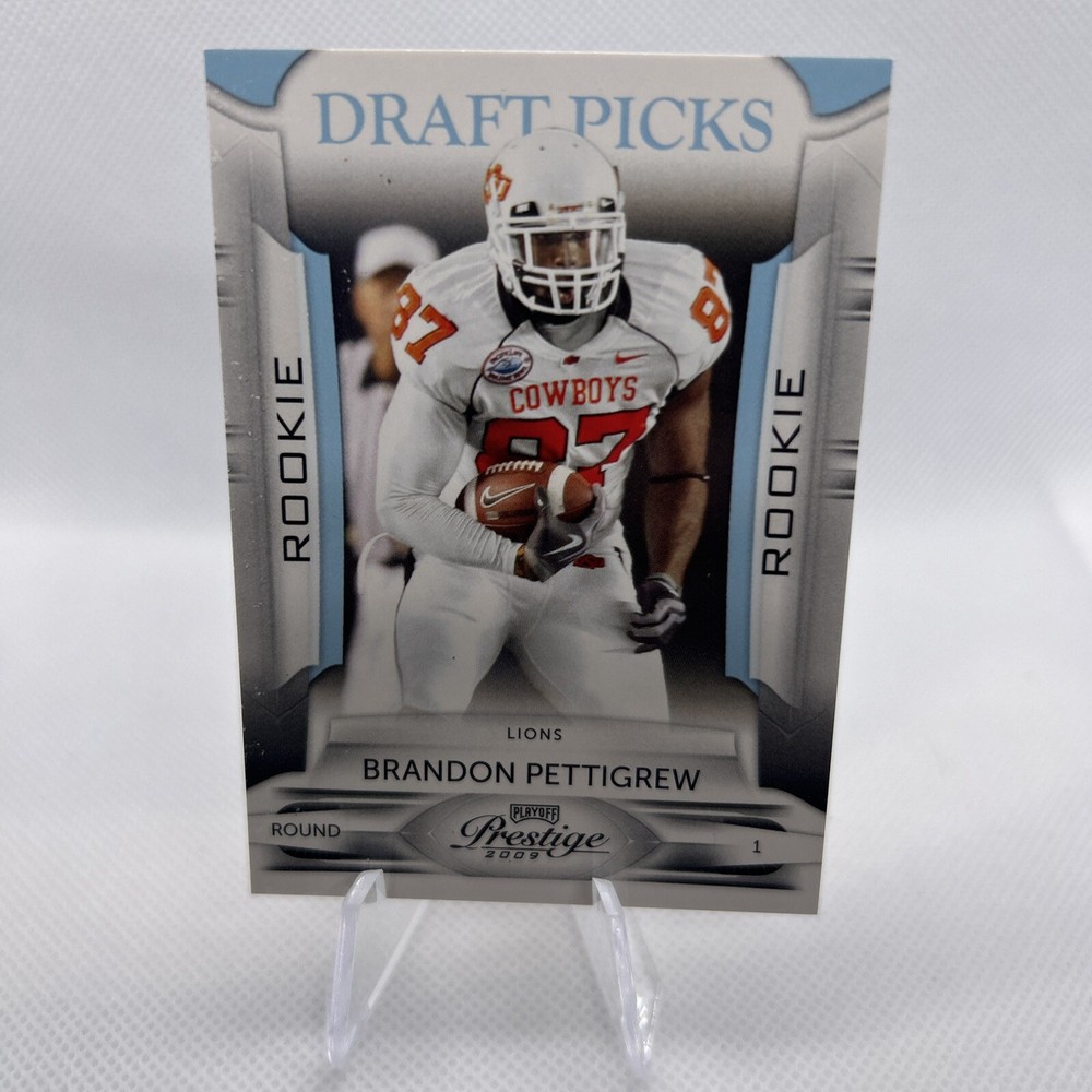 BRANDON PETTIGREW /999 ROOKIE BLUE DETROIT LIONS 2009 PLAYOFF PRESTIGE NUMBERED