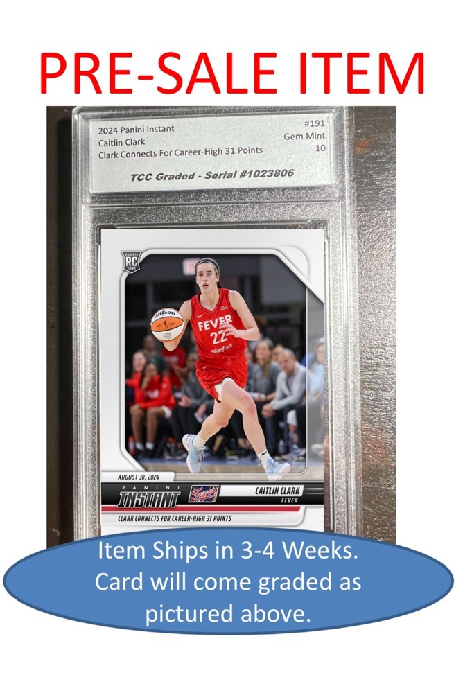 PRESALE 2024 Panini Instant Caitlin Clark Career High 31 Points TCC Graded Gem-image