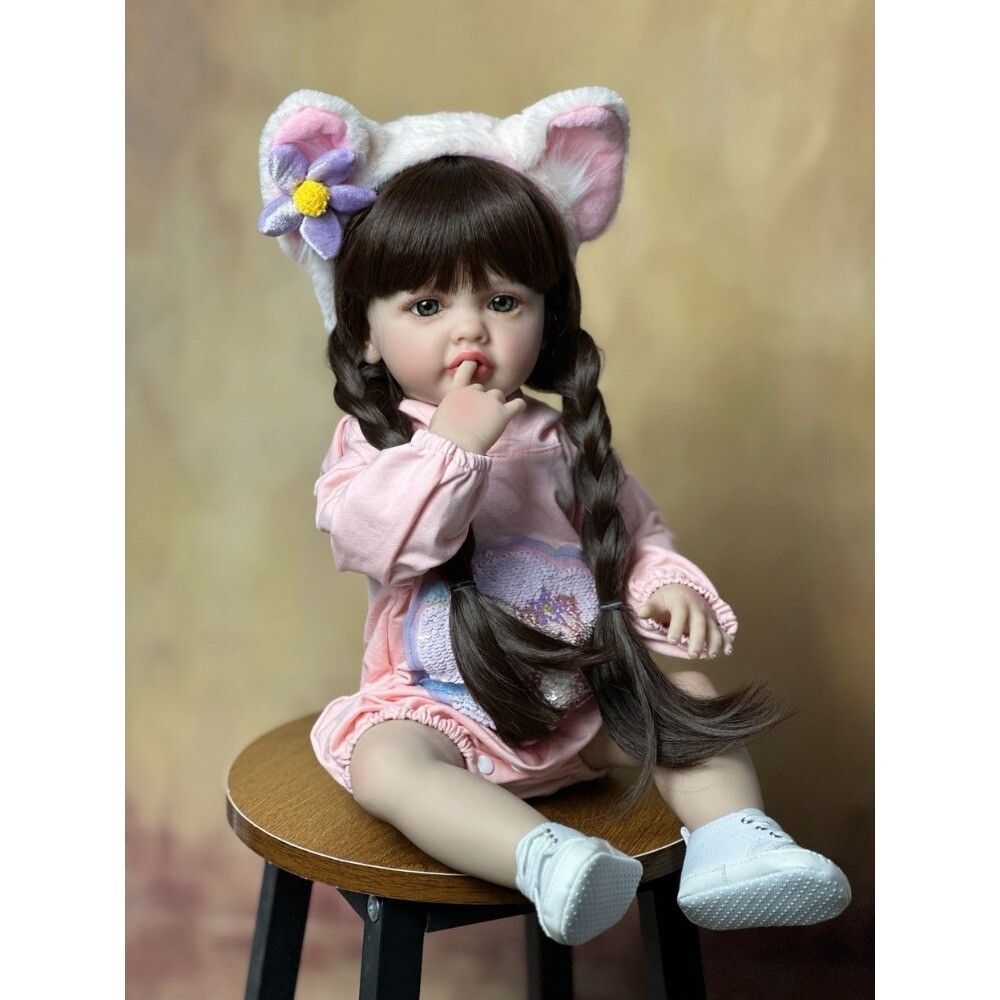 22 Inch Realistic Full Body Vinyl Reborn Baby Doll Girl Toddler Toy Gift-image