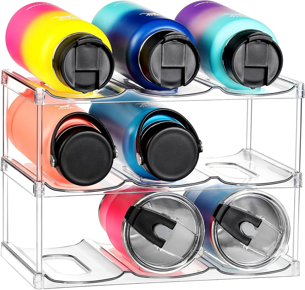 Stackable Water Bottle Organizer 3 Tier Hold 9 for Large Tumbler Bottle Holder