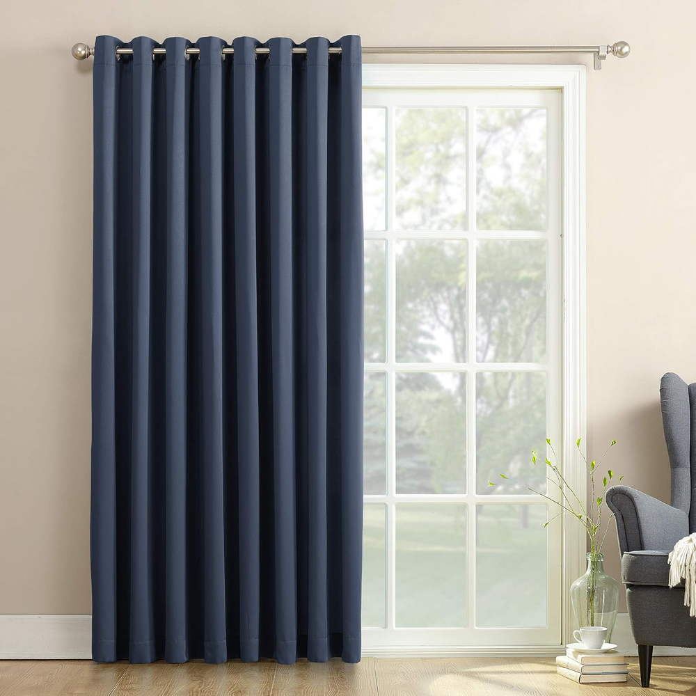 Sun Zero Barrow Grommet Sliding Door Curtain Panel 100 Inch Energy Efficient