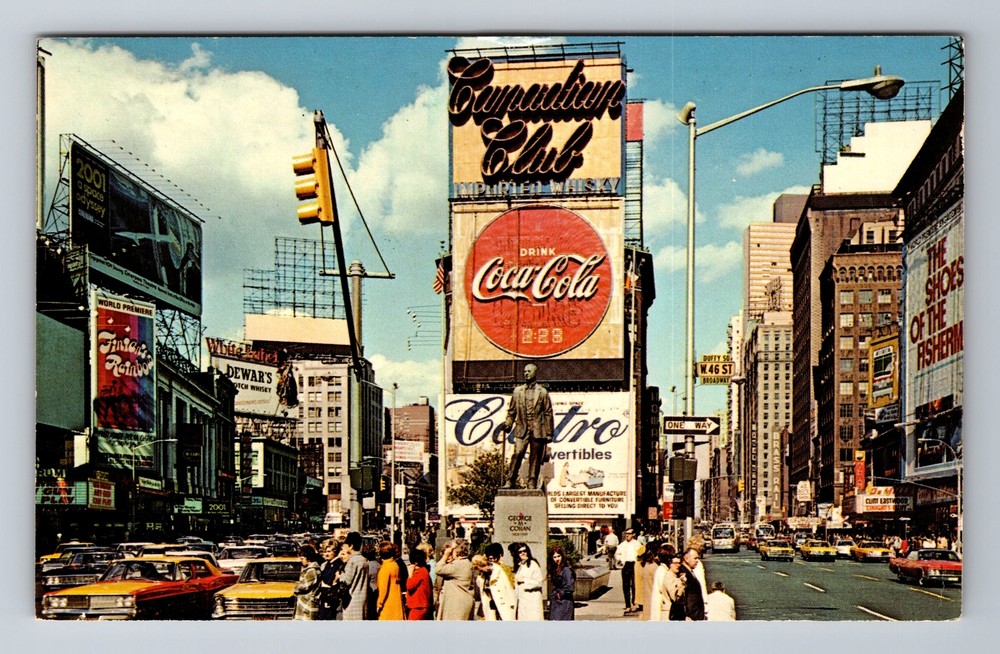 New York City NY, Street, Times Square, Souvenir, Vintage Postcard