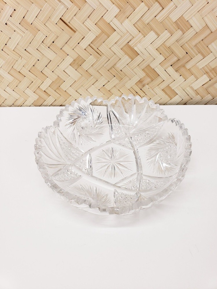 Vintage Brilliant Cut Glass Saw Tooth Starburst 8