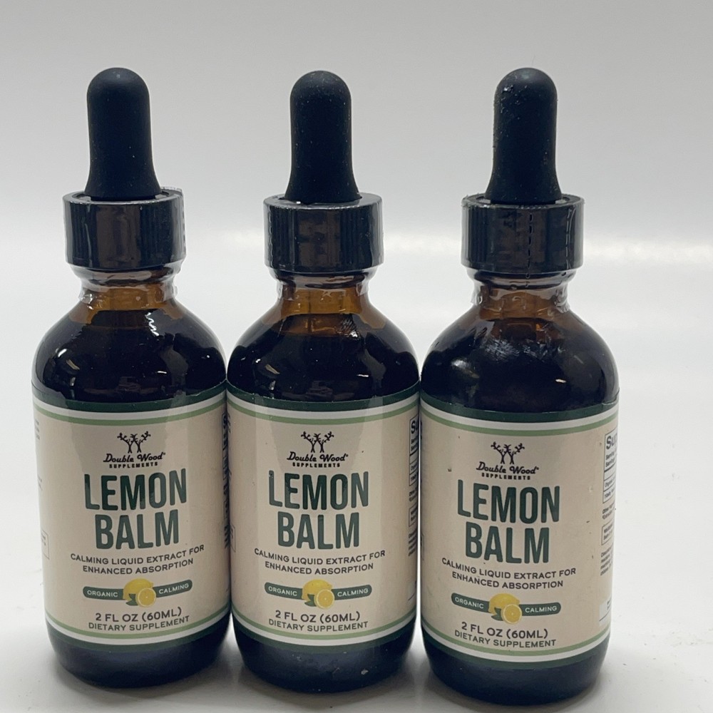 Organic Lemon Balm Tincture Drops by Double Wood Supplements - Expires 2026 - Three Pack-image