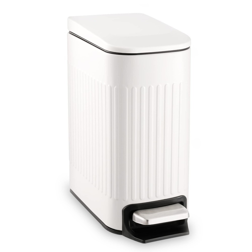 Slim Bathroom Trash Can with Lid Soft Close, 6 Liter/1.6 Gallon Stainless Ste...