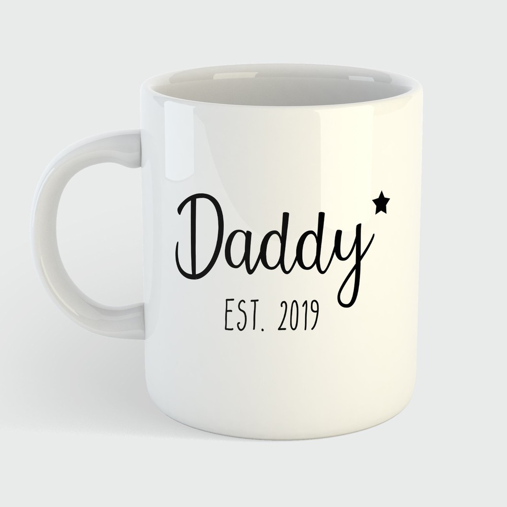 Daddy Est. Year Personalised Cute Mug New Mum Dad Daddy Mom Pregnancy