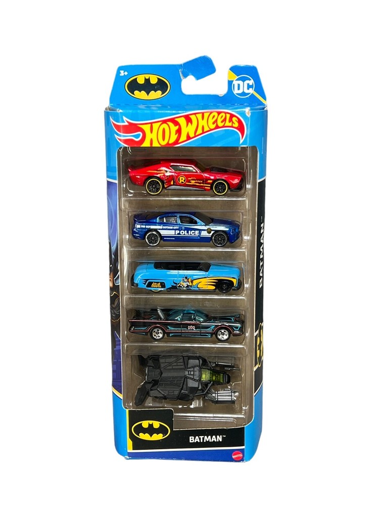 2023 Hot Wheels Batman 5 Pack Cars HLY68 Muscle Bound Charger Merc Batmobile Bat