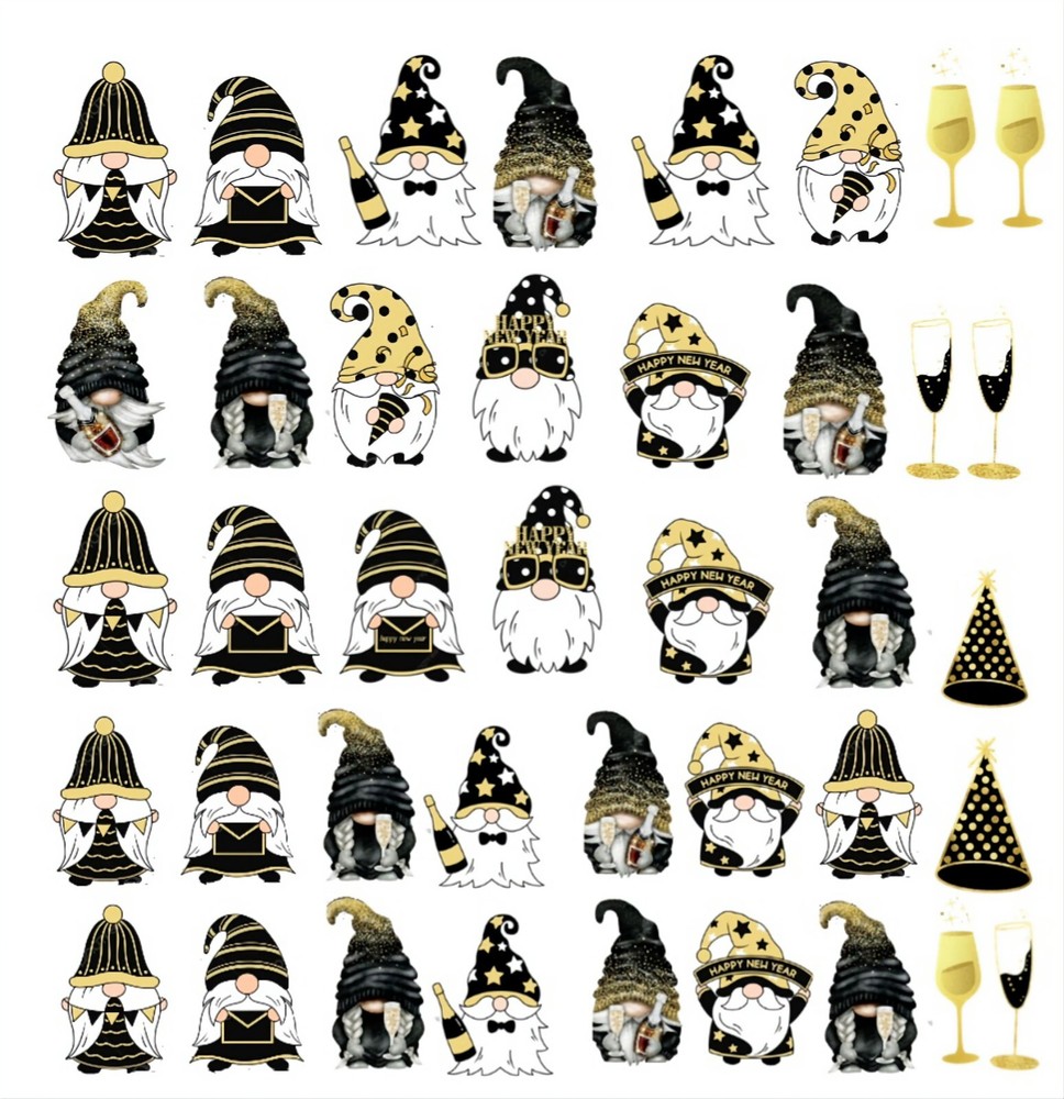 New Years/celebrations Gonk Nail Art Water Decals-image