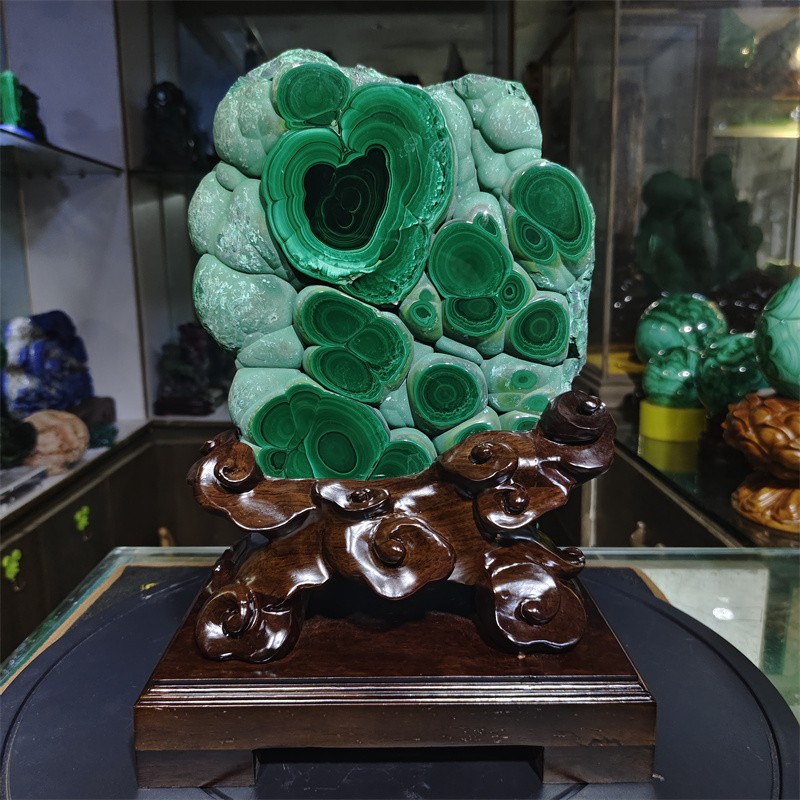 18.4LB Natural Malachite Quartz Mineral Specimen Crystal Reiki Home Decor +stand