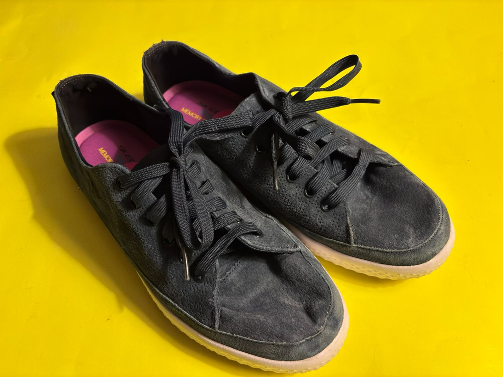 Skechers blue suede womens sneakers size 11 relaxed fit memory foam new