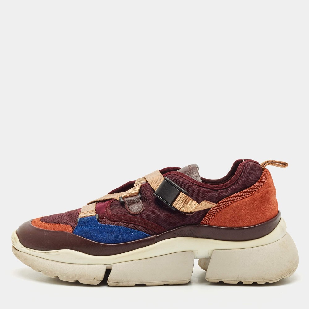 Chloe Multicolor Suede and Mesh Sonnie Sneakers Size 39