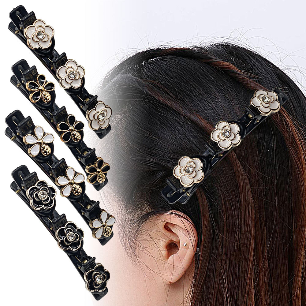 Double Layer Rhinestone Flower Hairpins Hair Clips Headbands Buttons AN