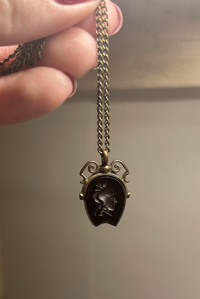 Antique Intaglio Carved Pendant, Intaglio Horseshoe Charm, Gold Filled Pendant
