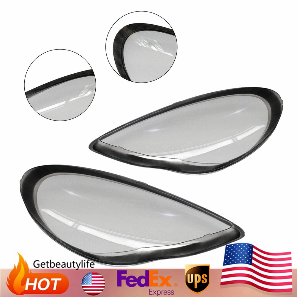 1 Pair For Porsche Panamera 2011-2013 Left & Right Headlight Headlamp Lens Cover