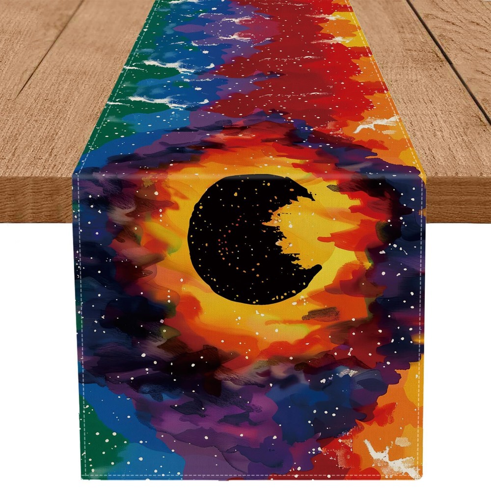 Pride Day Table Runner Moon Colorful Table Runners LGBT Gay Pride Lesbian Pan...-image