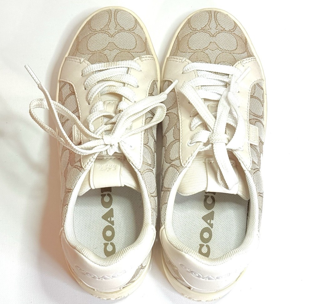 Coach Lowline Low Top Sneakers G5037 Signature Jacquard Leather US 6B EUR 36.5