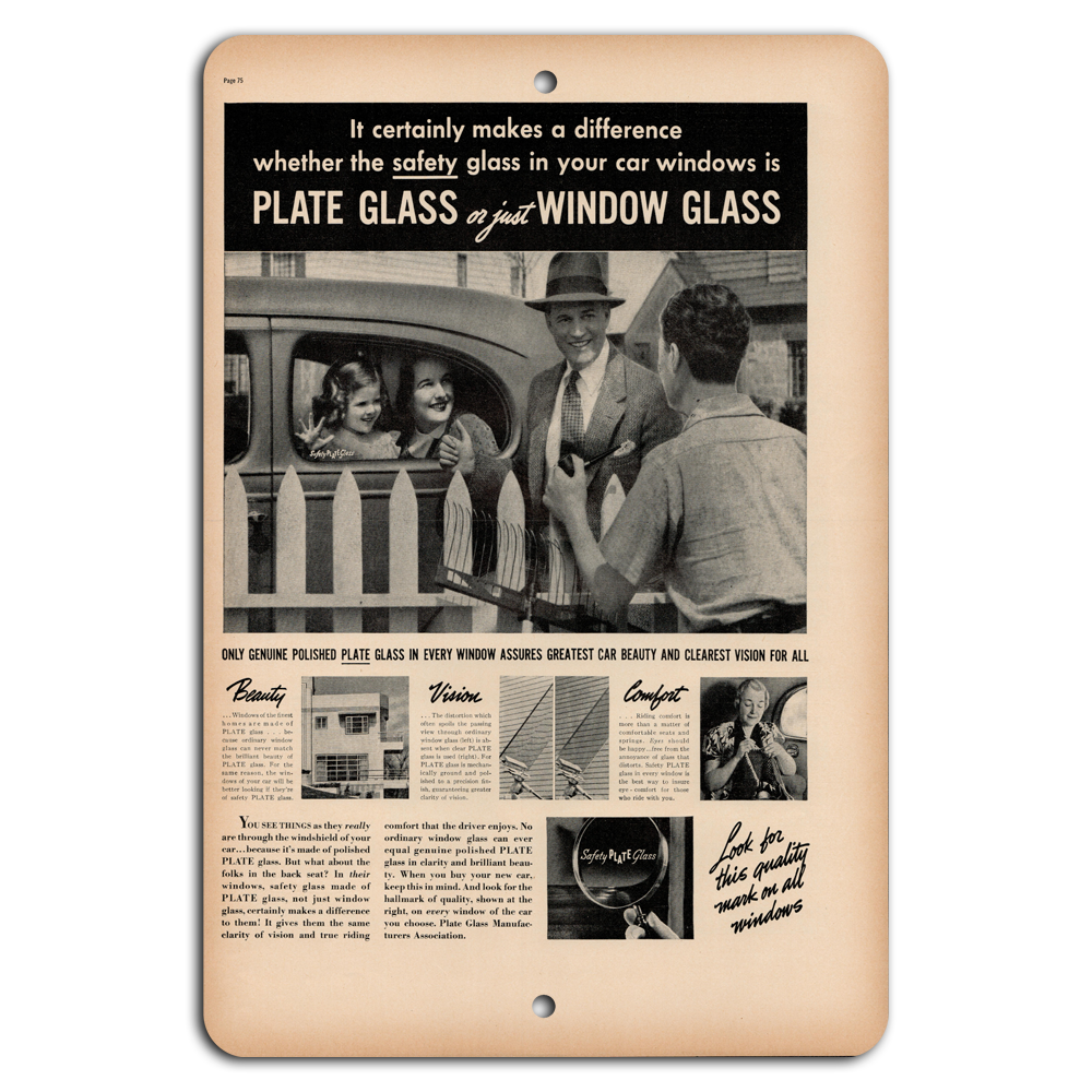 Vintage Plate Glass Safety Ad - Timeless Car Window Elegance