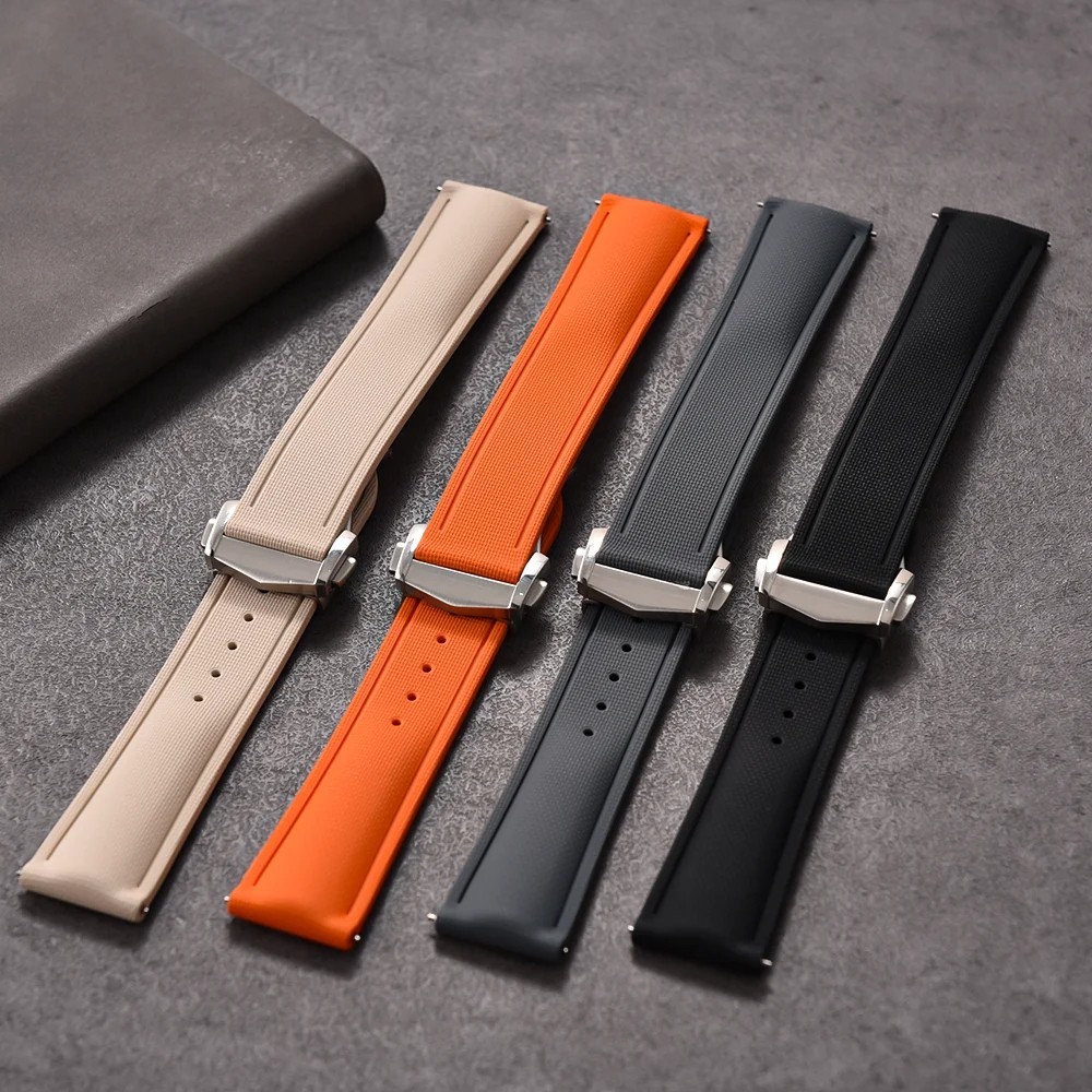 FKM Rubber Watch Strap Quick Release Clasp Universal Replacement Band 20/21/22mm
