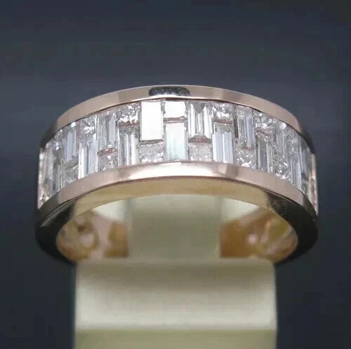 2 Ct Baguette Cut Simulated Diamond Men's Eternity Ring 14K White Gold Plated