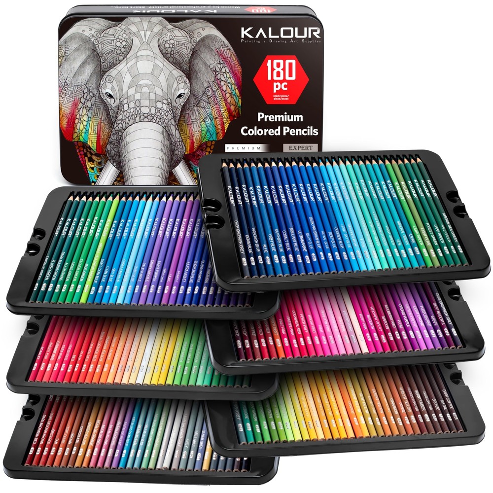 KALOUR 180 Colored Pencil Set for Adults Artists - Rich Pigment Soft Core -12...