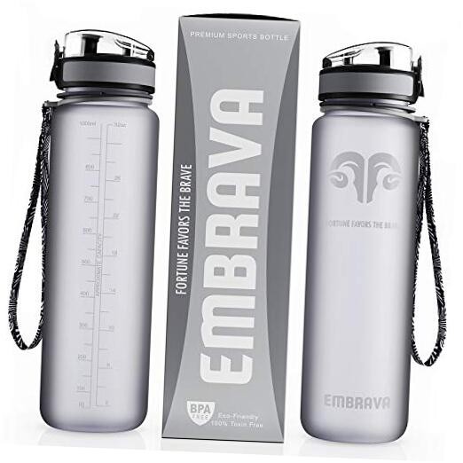 Best Sports Water Bottle - 32oz Large - Fast Flow, Flip Top Leak Proof Gray