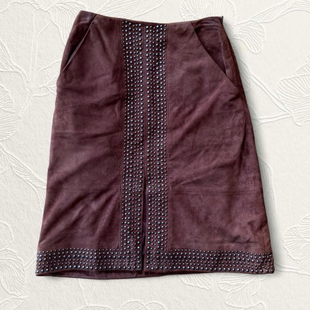 NWT! Elizabeth and James Women’s genuine suede leather knee length skirt size 00