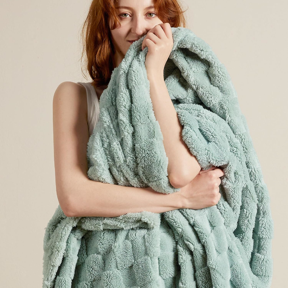 Sage Green Super Soft Twin Fleece Blanket 60x80 Inches for Couch