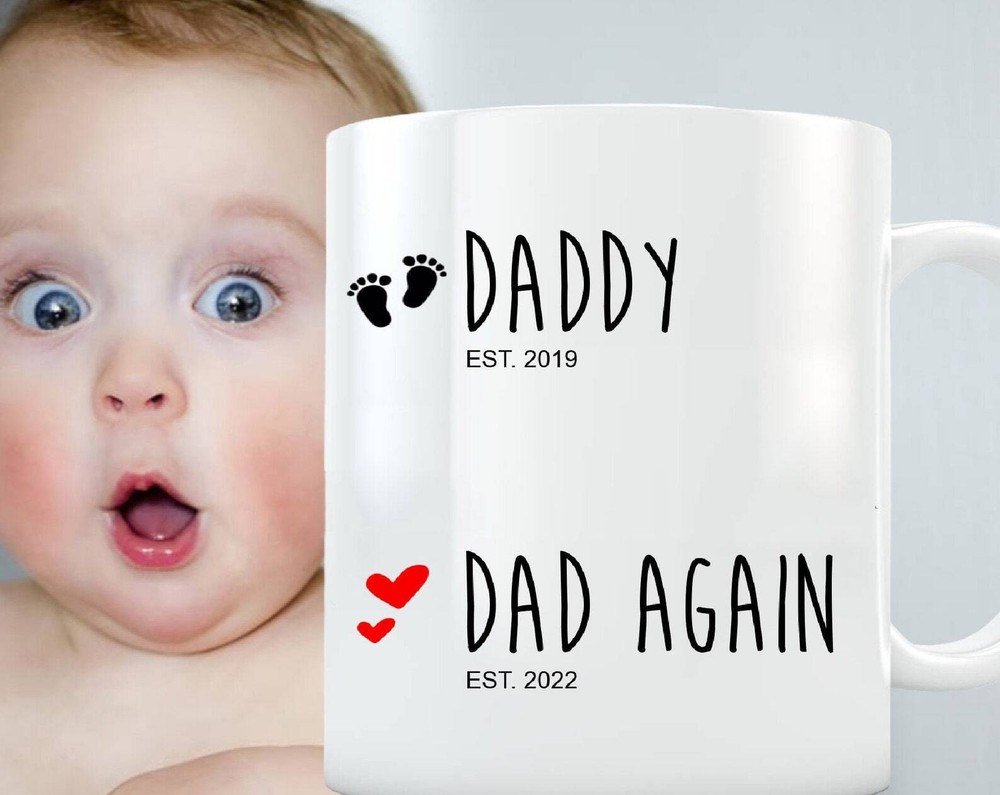 Daddy Mug Dad Again Pregnancy Announcement Newbabyfather's Day Gift Custom Dad