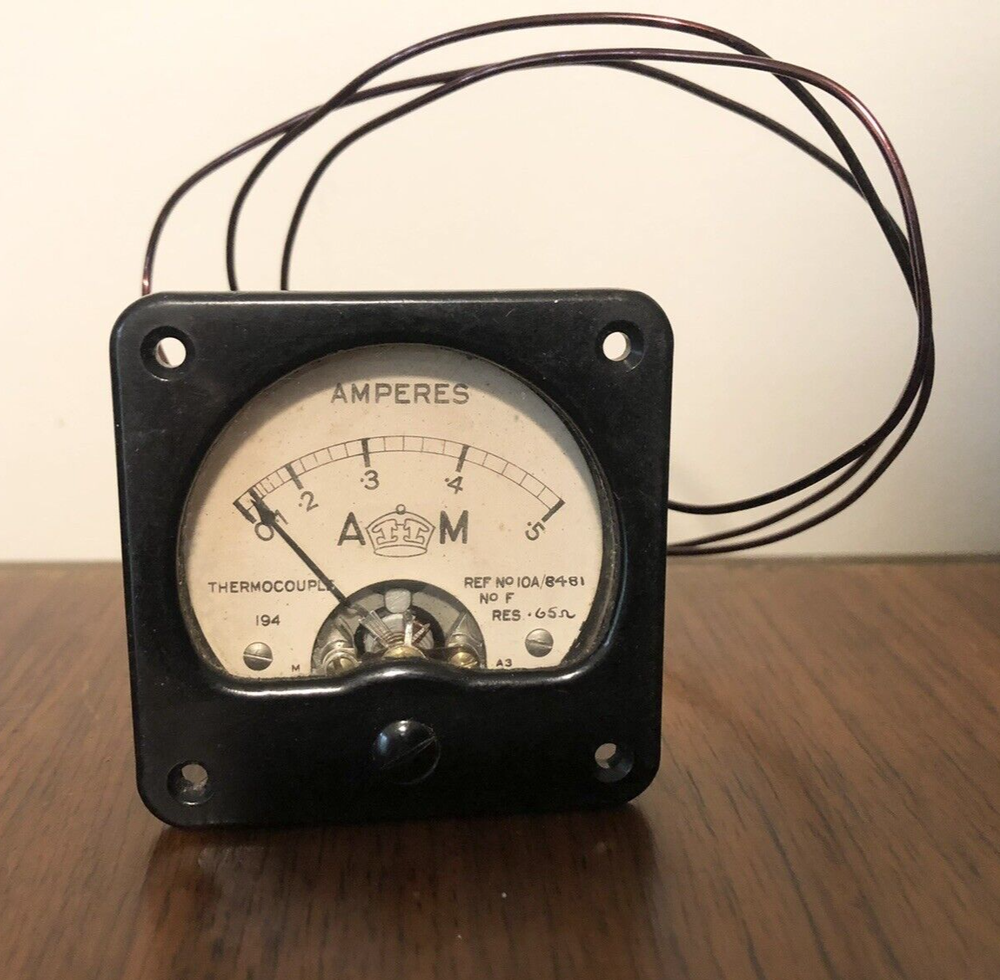 Amperes Amp Meter Made In England Thermocouple 48236 Untested Vintage Part