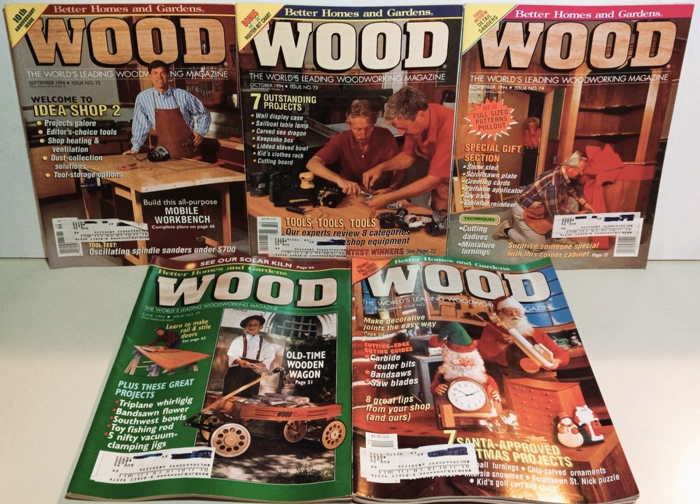 Lot of 5 Wood magazines; by Better Homes and Gardens (1994)