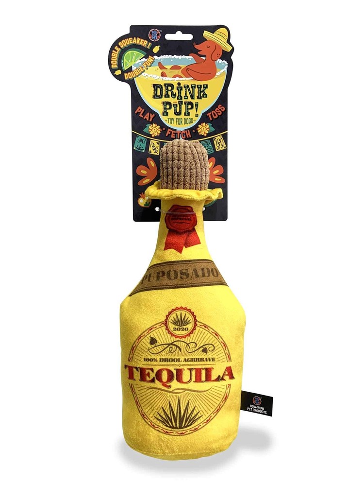 Tequila Bottle Dog Toy Squeaky Plush Piece Pet Teeth Teasing Toy (97677)