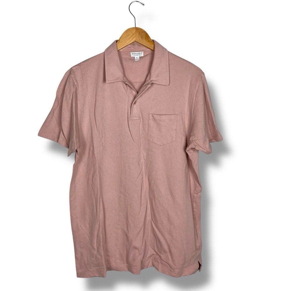 Sunspel Riviera Polo Shirt Men's XL Pink Made In Portugal Short Sleeve Supima