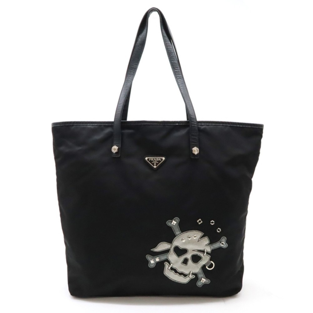 RARE PRADA Skull Motif Studded Nylon Large Tote Shoulder Bag