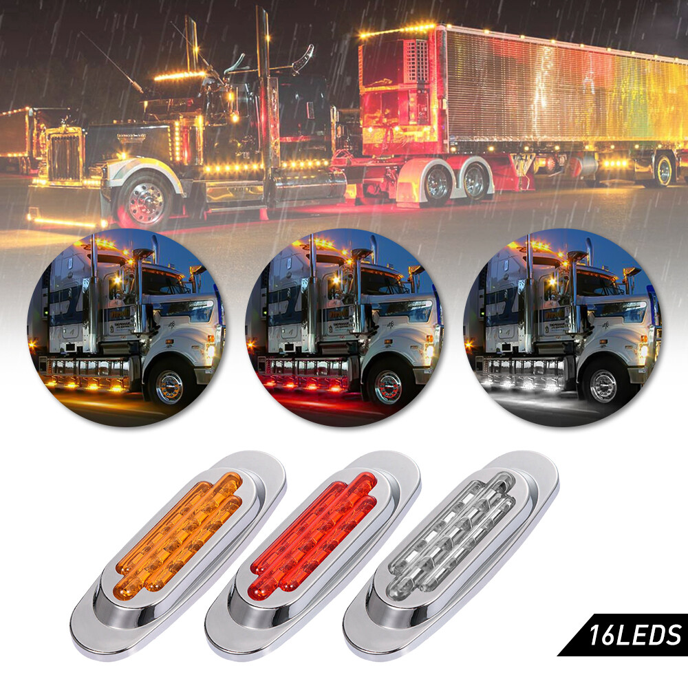 Trailer Truck RV Amber Red 4 LED Side Marker Clearance Light Lamp Waterproof