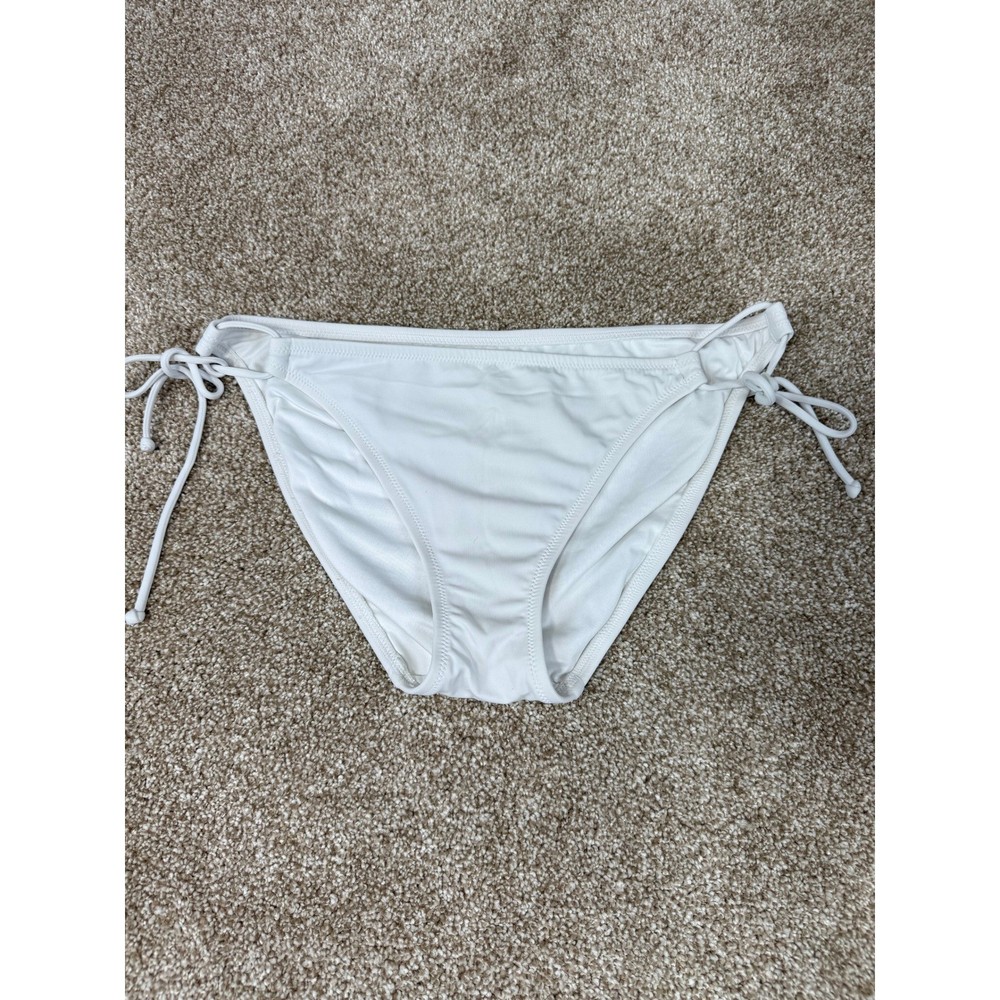 Victoria's Secret The Bow Bikini White Side Tie Bottoms Large Gold Swimwear L