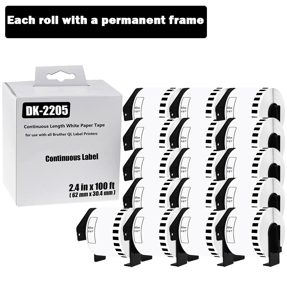 62mm x 100ft 16 Rolls Shipping Labels Compatible with Brother QL1050 DK-2205