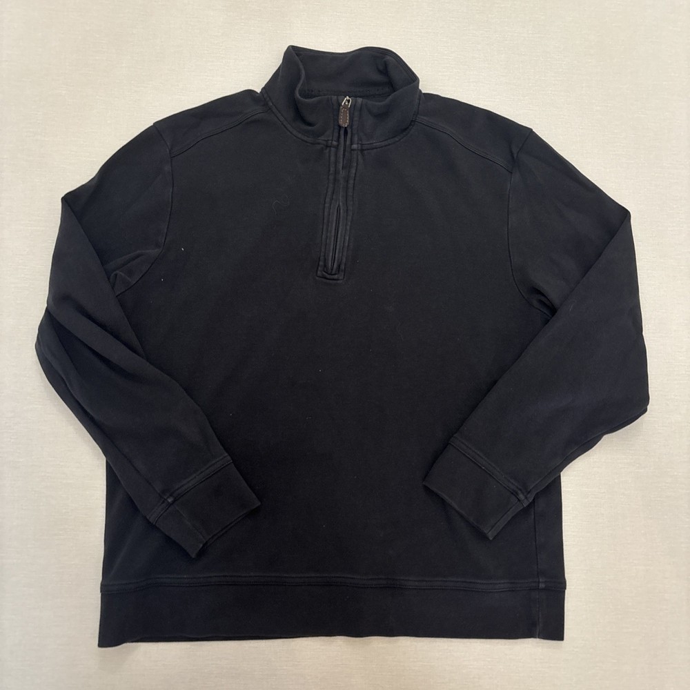Tommy Bahama Men's Quarter Zip Sweater Size Medium Black Pima Cotton