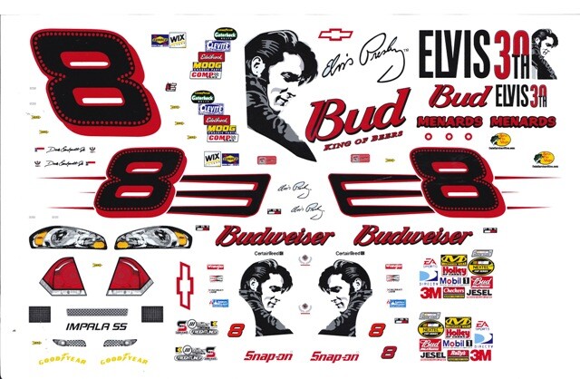 #8 Dale Earnhardt jr Elvis Presley Chevy 1/64th Scale Nascar Waterslide Decals