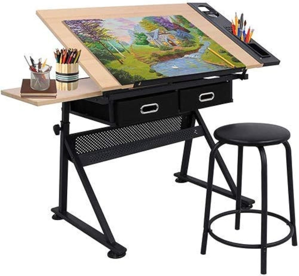 Drafting Table Drawing Desk Art&Craft Work Station Height Adjustable Tilting Ta