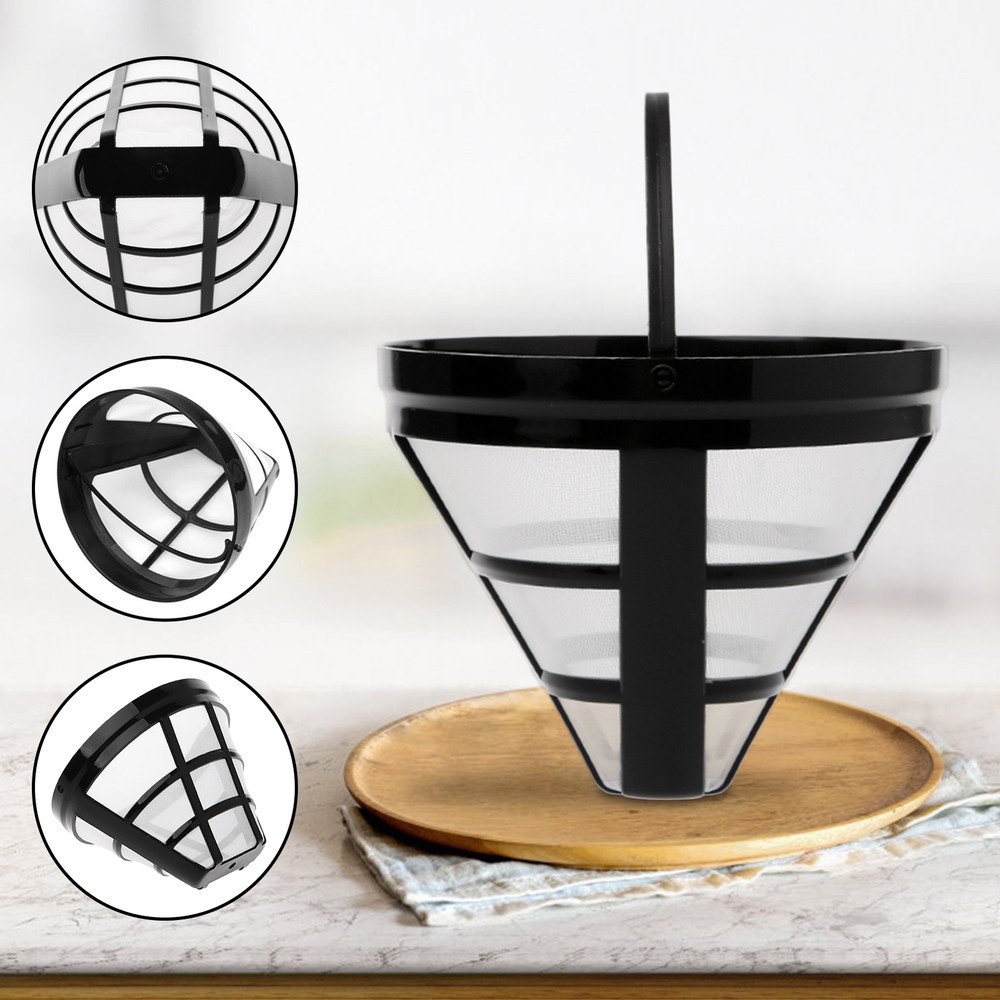 Reusable 8-12 Cup Cone Coffee Basket Filter - Eco-Friendly Conical Brewer  