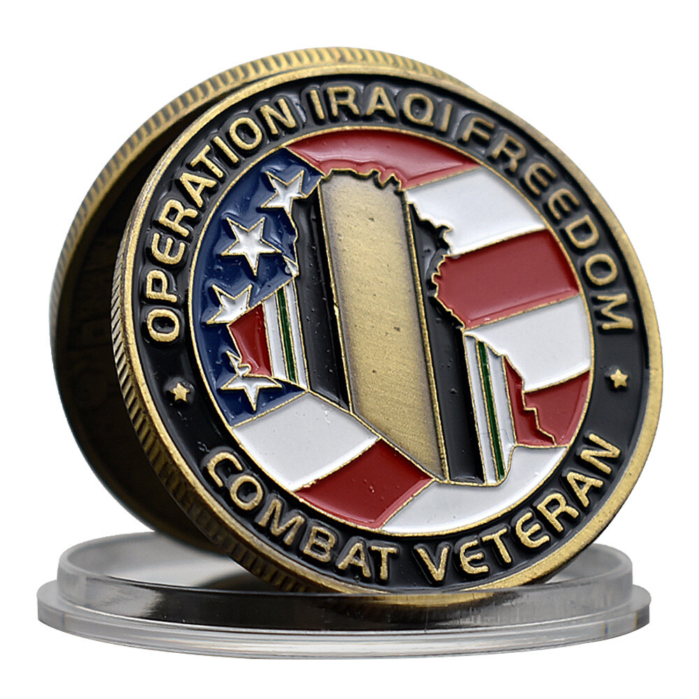 Challenge Action US Iraq Medal Freedom Veterans Battle Souvenir Copper Coin